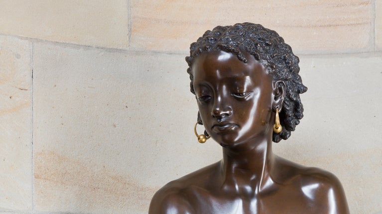 Daughter of Eve. A detail shot of the face of the object at Cragside House.